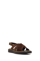 Woman Brown Thick-Soled Suede Sandal | Derimod