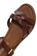 Women's Brown Buckle Leather Bodrum Sandals | Derimod
