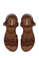 Women's Brown Buckle Leather Bodrum Sandals | Derimod