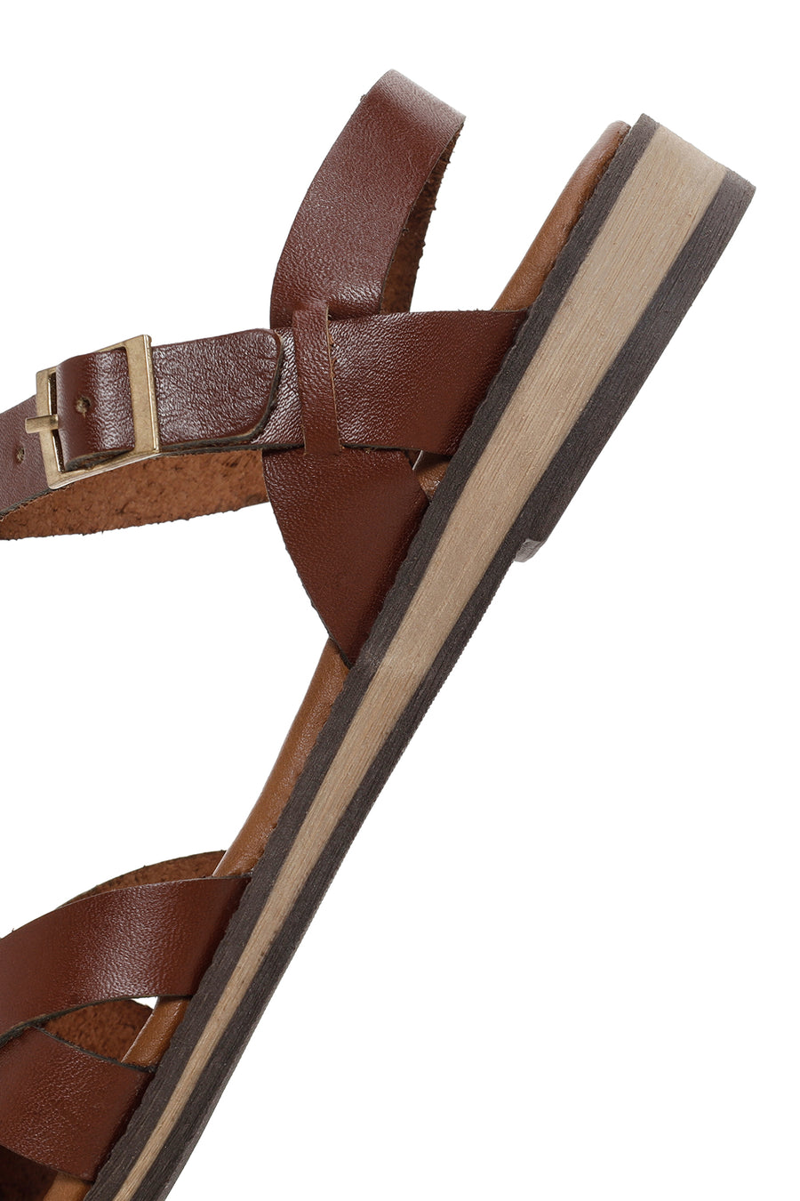 Women's Brown Buckle Leather Bodrum Sandals