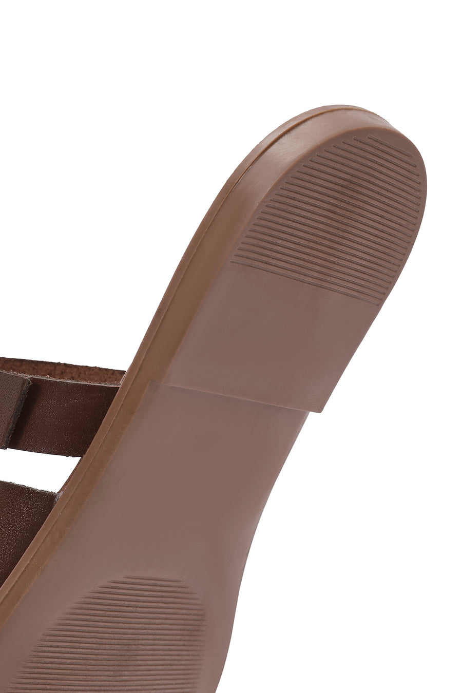 Women's Brown Buckled Leather Slippers