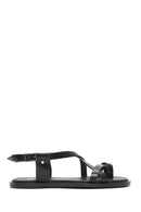 Women's Black Buckle Leather Bodrum Sandals | Derimod