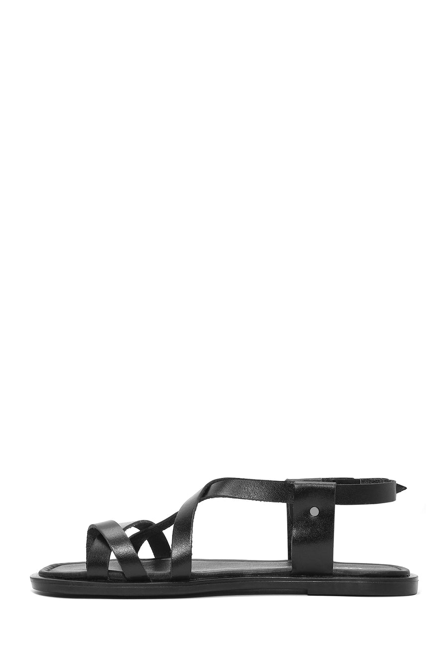 Women's Black Buckle Leather Bodrum Sandals