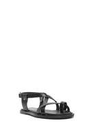 Women's Black Buckle Leather Bodrum Sandals | Derimod