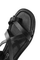 Women's Black Buckle Leather Bodrum Sandals | Derimod