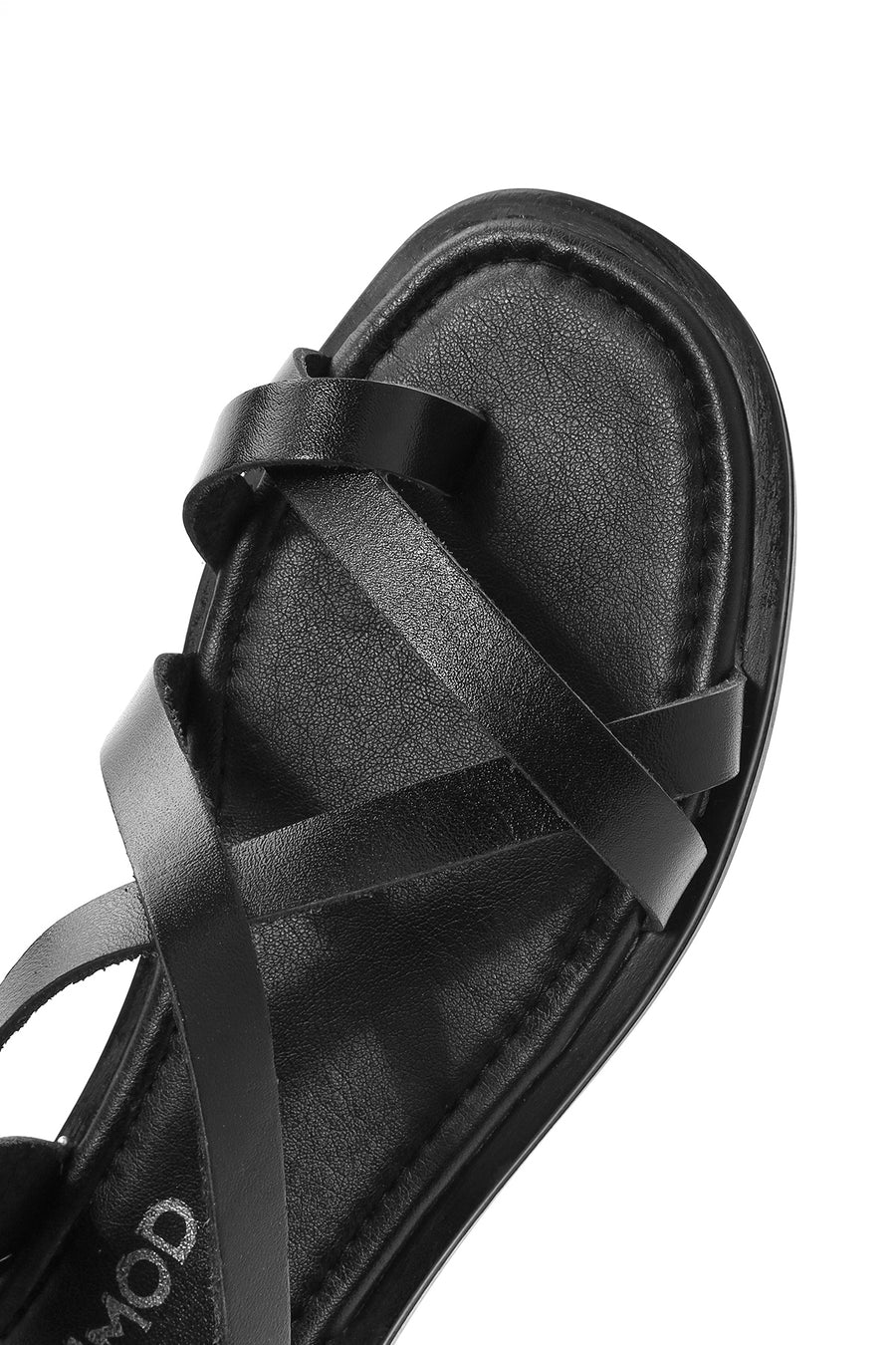 Women's Black Buckle Leather Bodrum Sandals