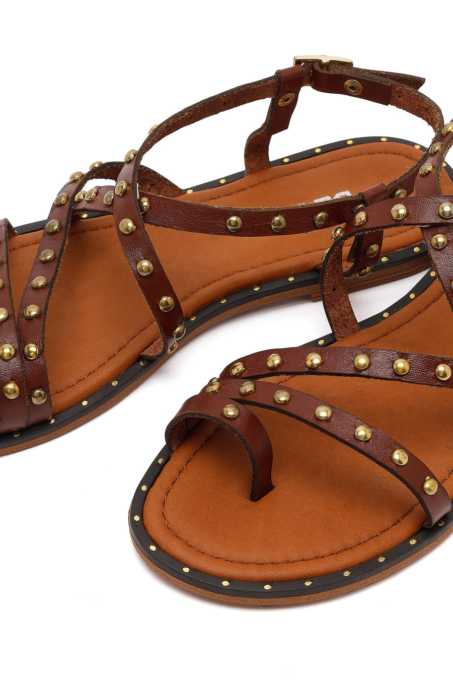 Women's Brown Buckle Leather Bodrum Sandals