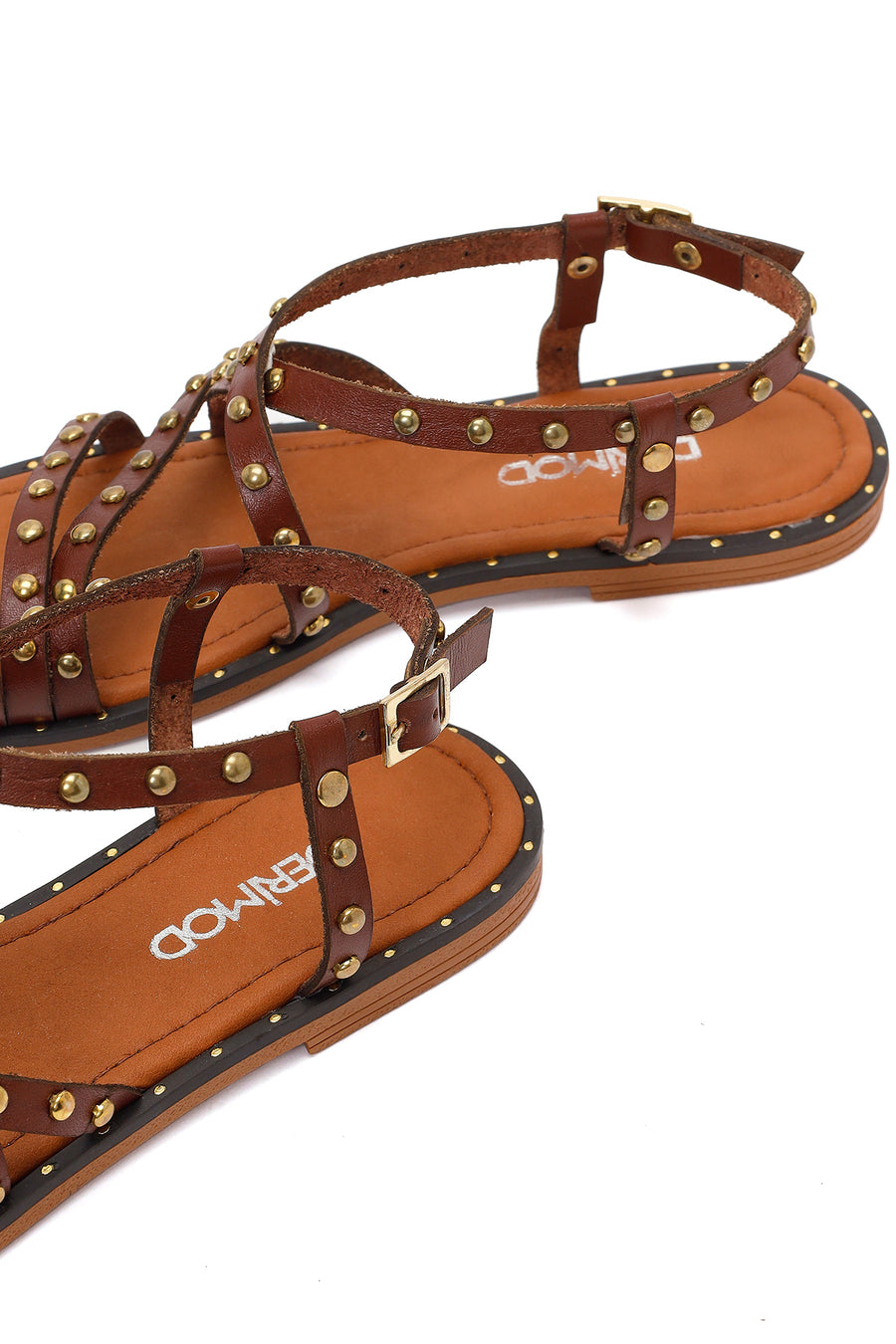 Women's Brown Buckle Leather Bodrum Sandals