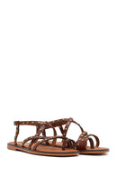 Women's Brown Buckle Leather Bodrum Sandals | Derimod