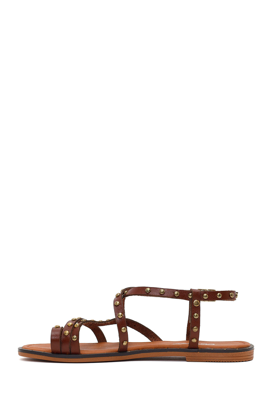 Women's Brown Buckle Leather Bodrum Sandals