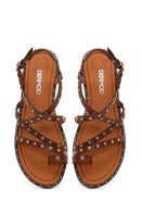Women's Brown Buckle Leather Bodrum Sandals | Derimod