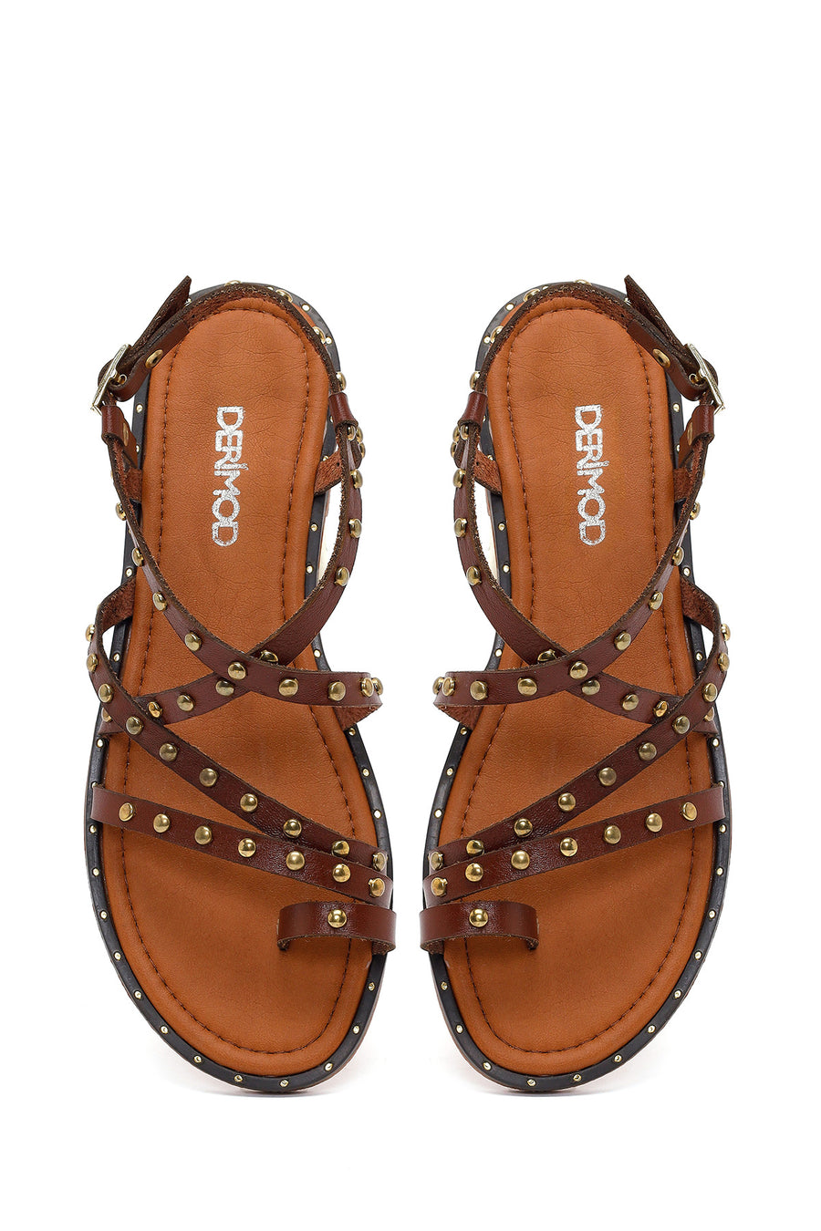 Women's Brown Buckle Leather Bodrum Sandals