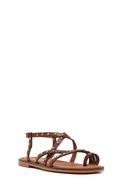 Women's Brown Buckle Leather Bodrum Sandals | Derimod