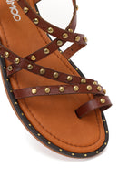 Women's Brown Buckle Leather Bodrum Sandals | Derimod