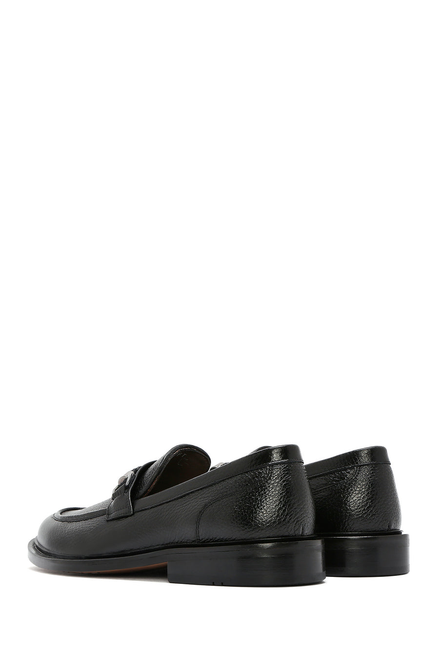 Erkek Siyah Tokalı Deri Klasik Loafer