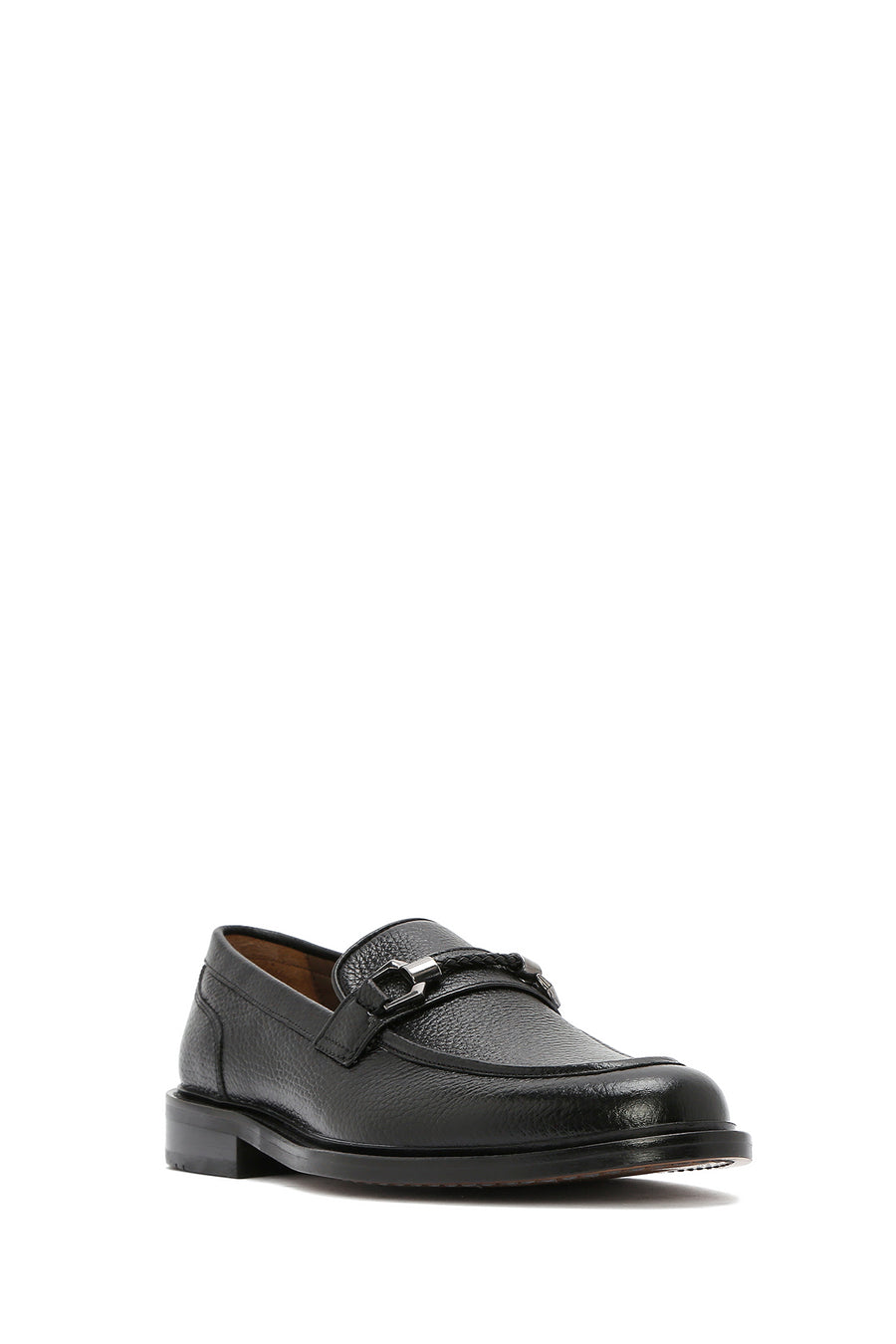 Erkek Siyah Tokalı Deri Klasik Loafer