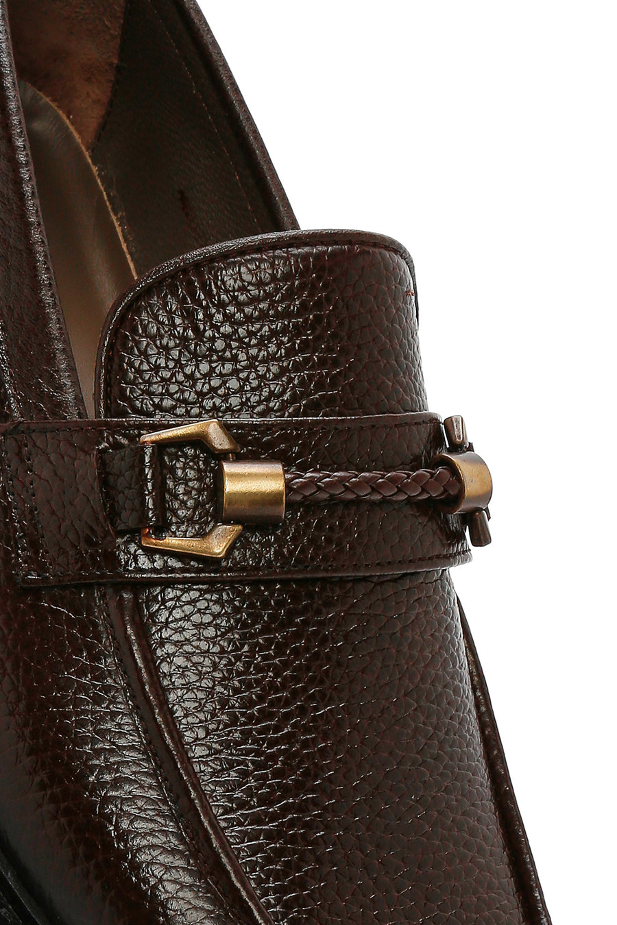 Erkek Kahverengi Tokalı Deri Klasik Loafer