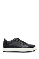 Erkek Siyah Bağcıklı Kalın Tabanlı Deri Sneaker | Derimod