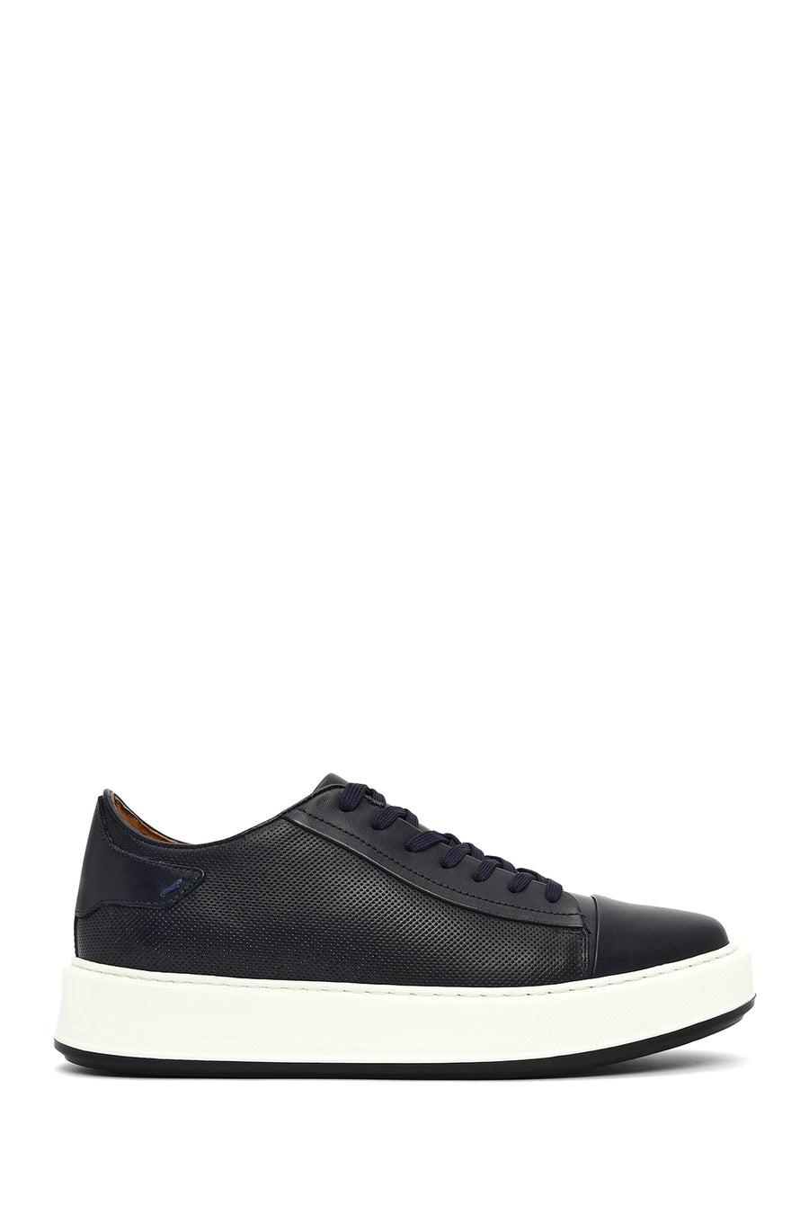 Erkek Lacivert Bağcıklı Kalın Tabanlı Deri Sneaker 26SFD610618 | Derimod