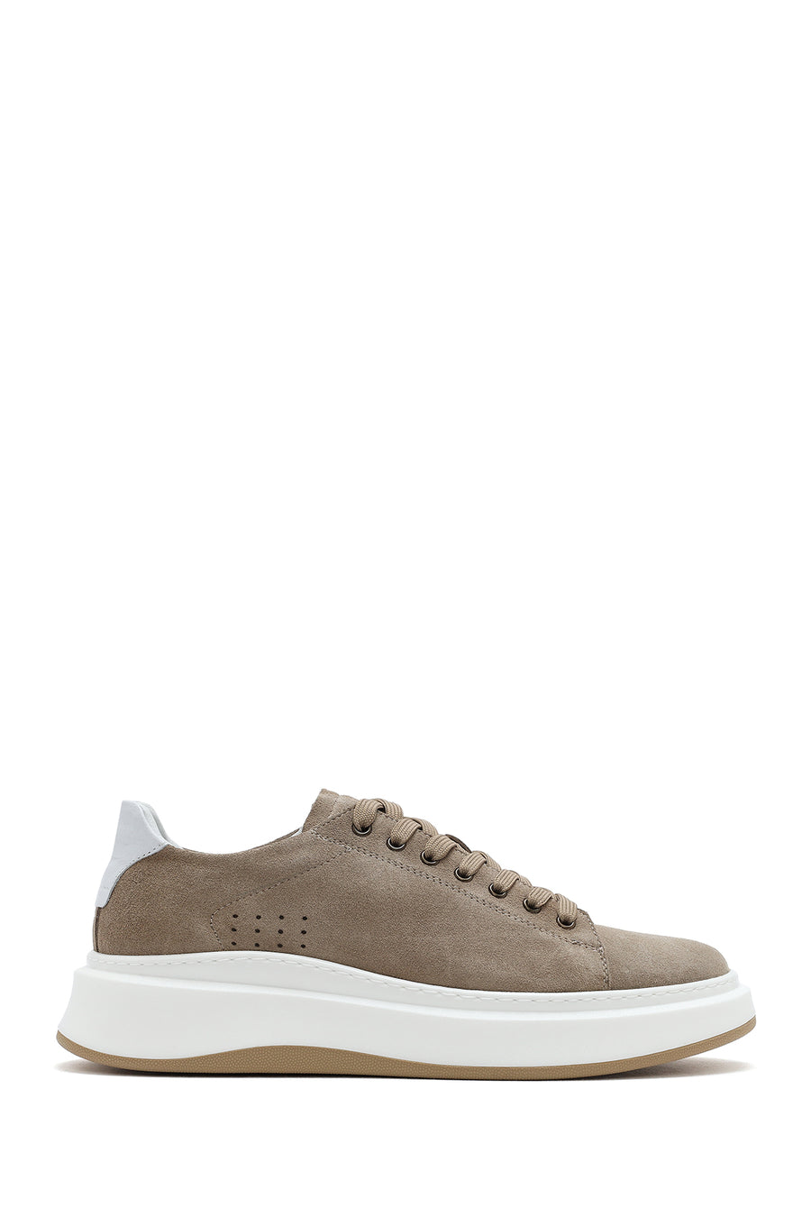 Erkek Bej Bağcıklı Kalın Tabanlı Nubuk Deri Sneaker 26SFD6109V3 | Derimod