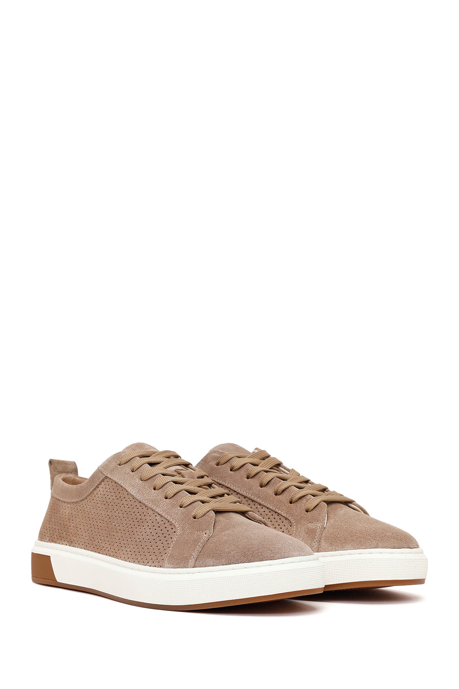 Men's Beige Lace-Up Suede Leather Sneaker