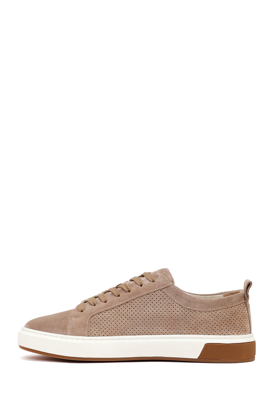 Men's Beige Lace-Up Suede Leather Sneaker
