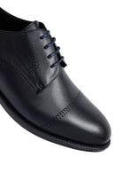 Men's Navy Blue Lace-Up Leather Classic Shoes | Derimod
