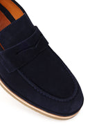 Erkek Lacivert Süet Deri Loafer | Derimod