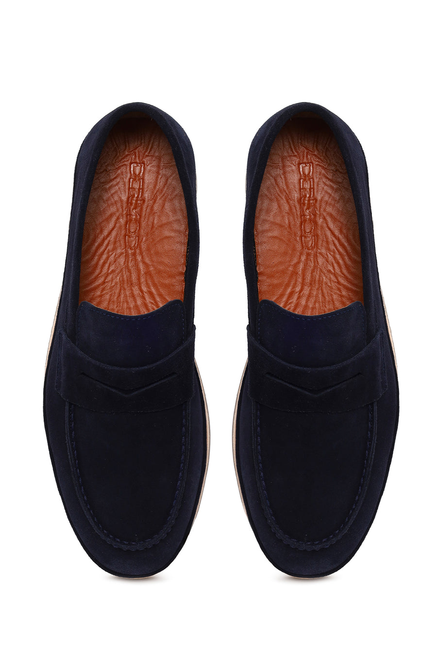 Erkek Lacivert Süet Deri Loafer