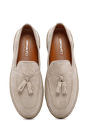 Men's Beige Tasseled Chunky Sole Suede Leather Loafer | Derimod