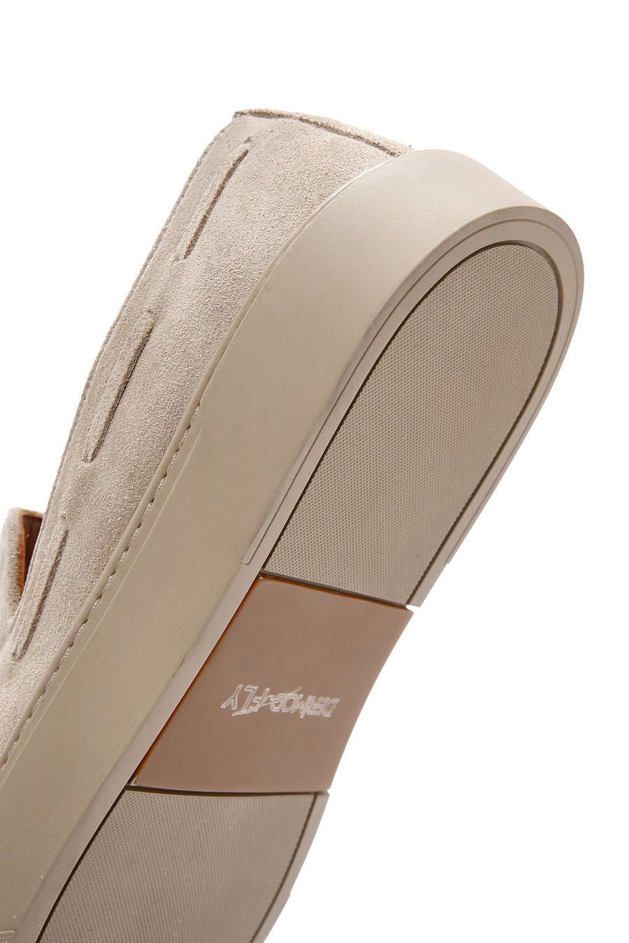 Men's Beige Tasseled Chunky Sole Suede Leather Loafer
