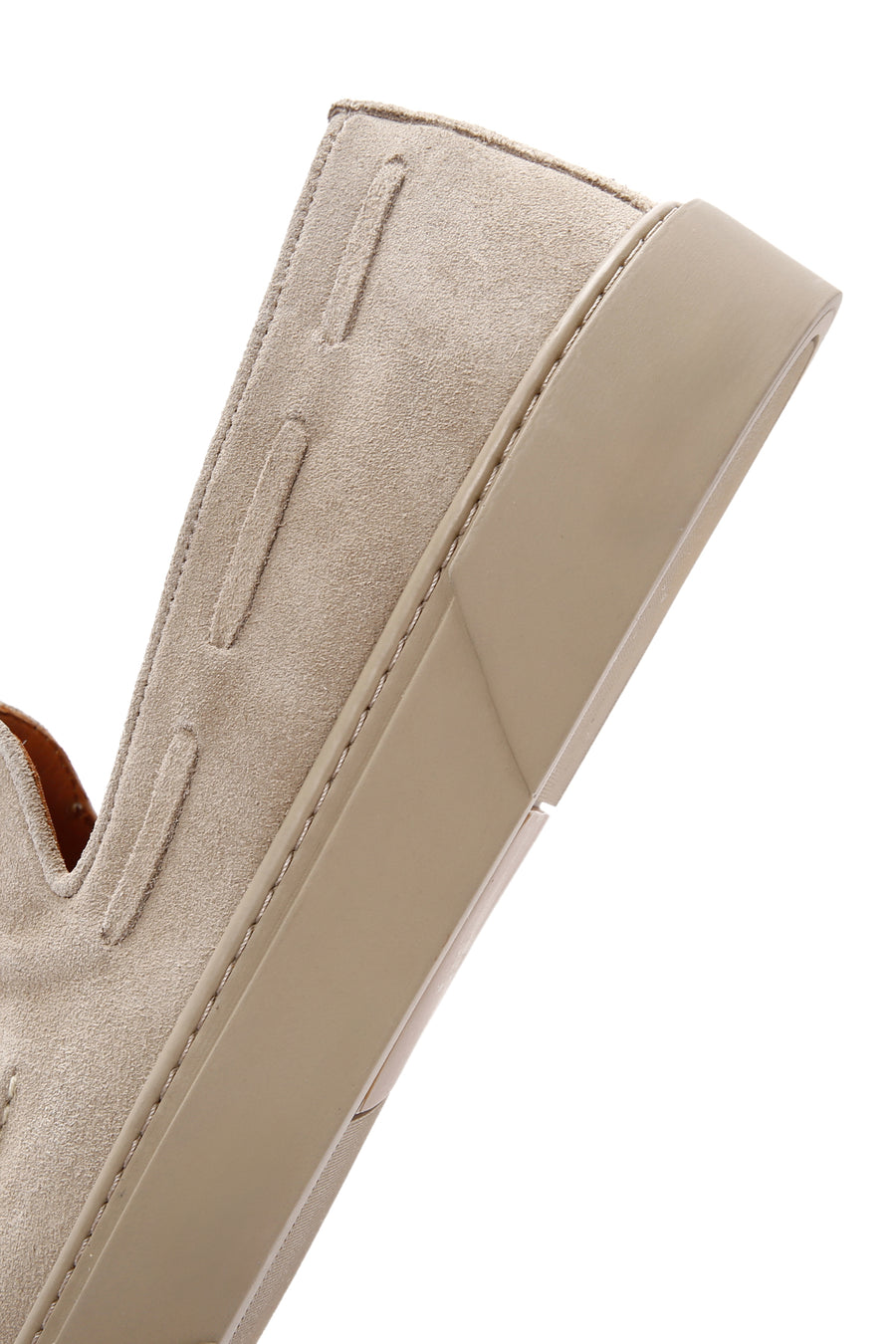 Men's Beige Tasseled Chunky Sole Suede Leather Loafer