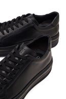 Erkek Siyah Bağcıklı Kalın Tabanlı Deri Sneaker | Derimod