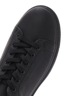 Erkek Siyah Bağcıklı Kalın Tabanlı Deri Sneaker | Derimod
