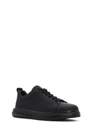 Erkek Siyah Bağcıklı Kalın Tabanlı Deri Sneaker | Derimod