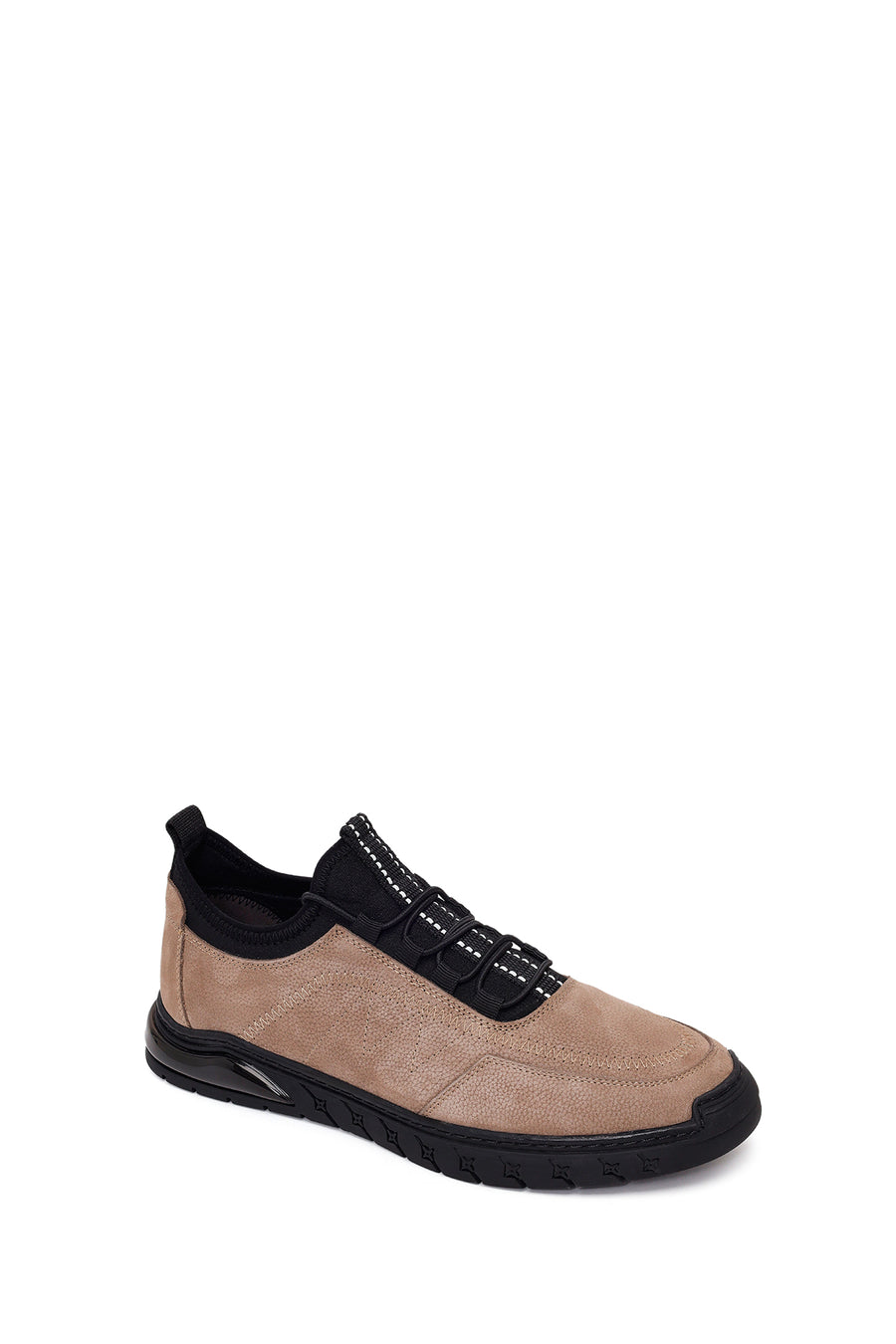 Erkek Vizon Bağcıklı Nubuk Deri Sneaker