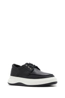 Men's Black Lace-Up Thick-Soled Leather Casual Shoes | Derimod