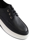 Men's Black Lace-Up Thick-Soled Leather Casual Shoes | Derimod