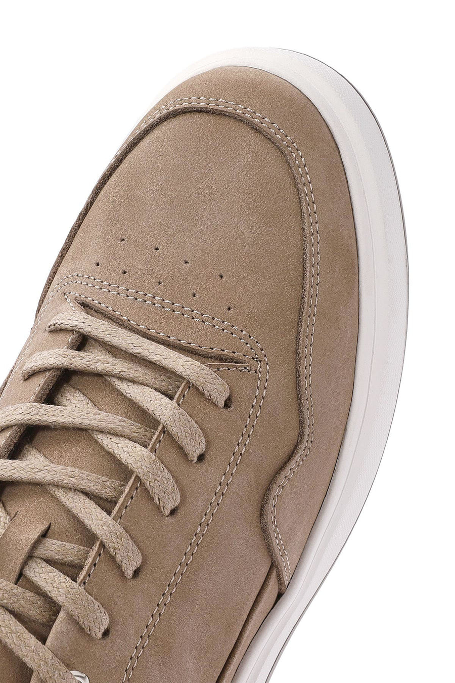 Men's Mink Lace-Up Thick-Soled Nubuck Leather Sneakers