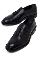 Male Black Tasselled Leather Classic Loafer | Derimod