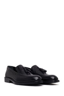 Male Black Tasselled Leather Classic Loafer | Derimod