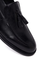 Male Black Tasselled Leather Classic Loafer | Derimod