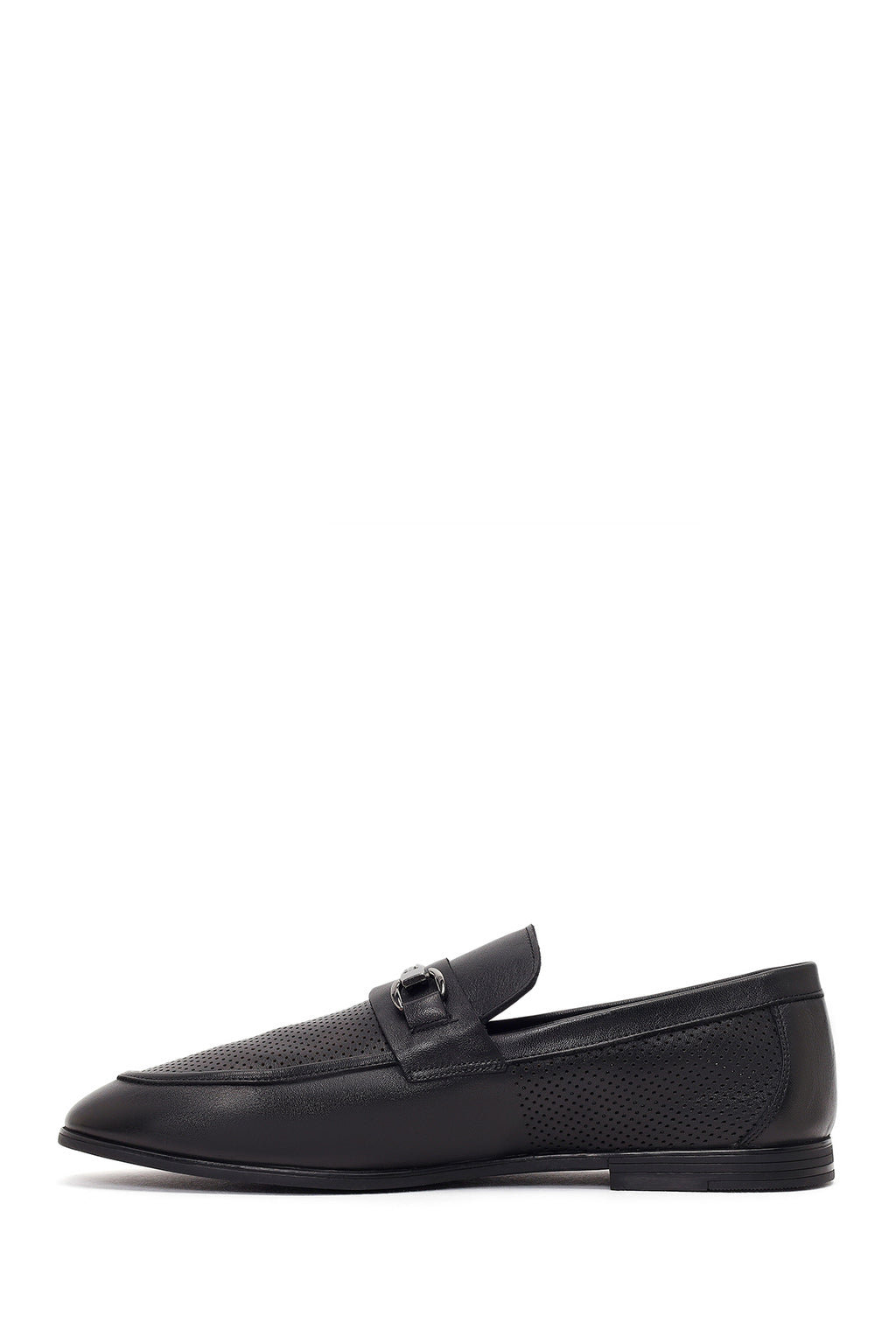 Erkek Siyah Tokalı Deri Casual Loafer