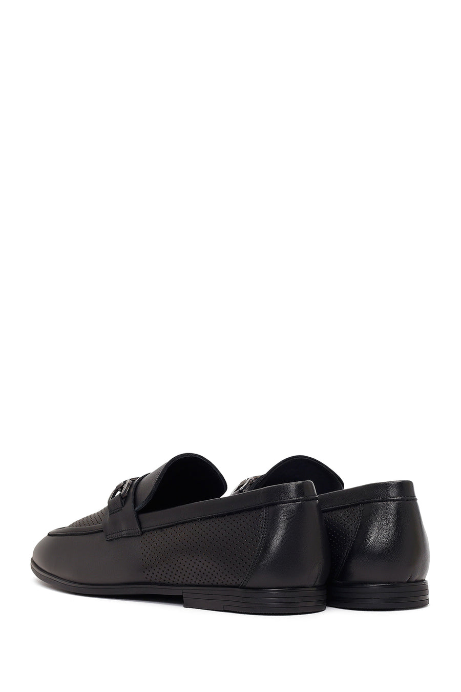 Erkek Siyah Tokalı Deri Casual Loafer