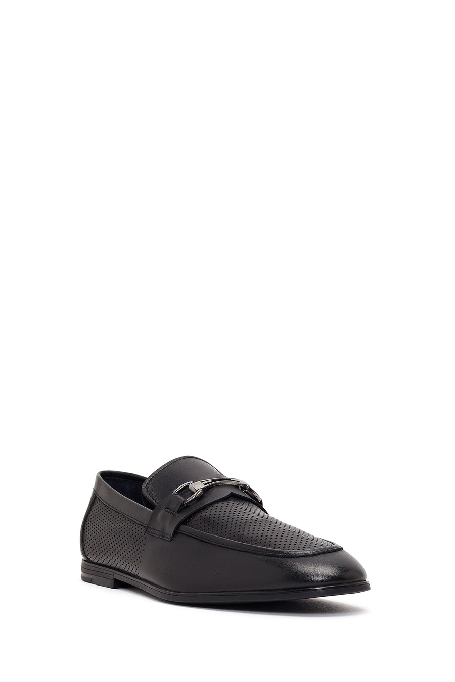 Erkek Siyah Tokalı Deri Casual Loafer