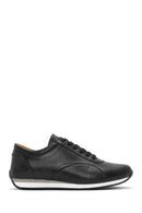 Erkek Siyah Bağcıklı Deri Casual Sneaker | Derimod
