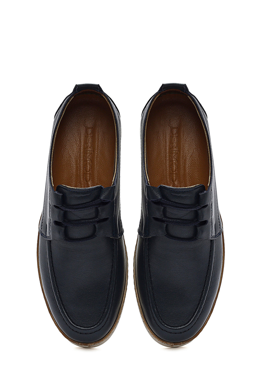 Men's Navy Blue Lace-up Leather Casual Shoes
