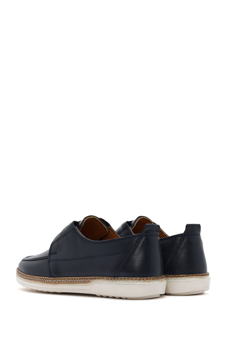 Men's Navy Blue Lace-up Leather Casual Shoes