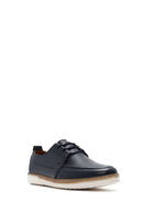 Men's Navy Blue Lace-up Leather Casual Shoes | Derimod