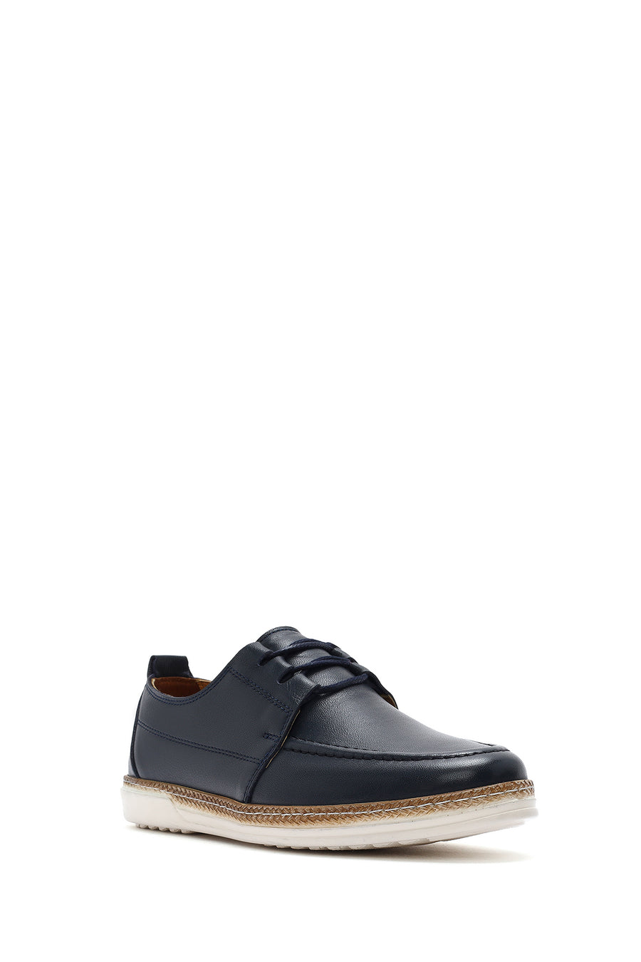 Men's Navy Blue Lace-up Leather Casual Shoes
